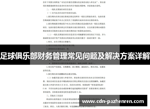 足球俱乐部财务管理常见问题及解决方案详解